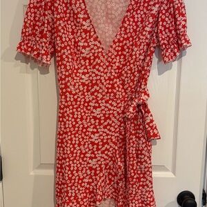Floral Red Wrap Dress